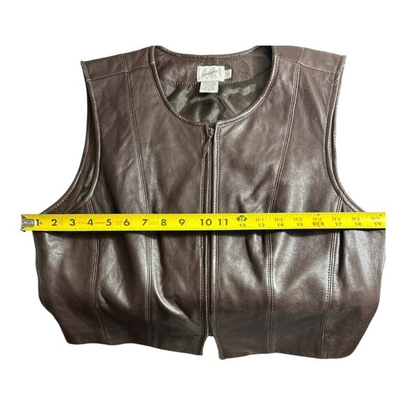 Vtg Jacqueline Ferrar in 2025 Color Trend "Brown" Women's Leather Vest Size 12 - Picture 6 of 8